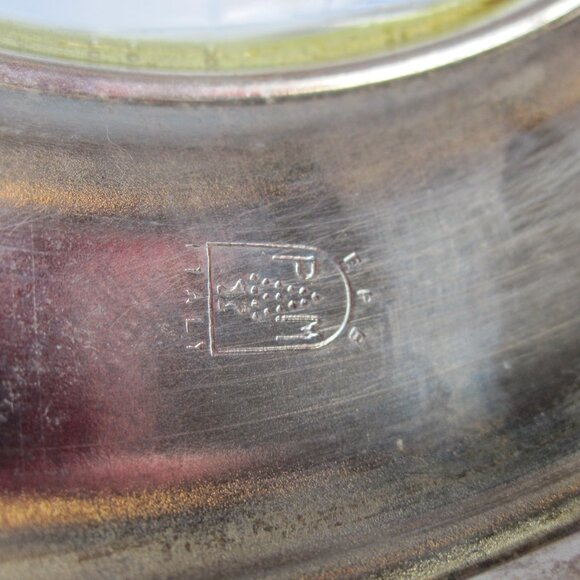 PM Italy Glass Bowl w/ Raised Frosted Bamboo design, Silver-Plated base, 8.5"x5" - Picture 5 of 7